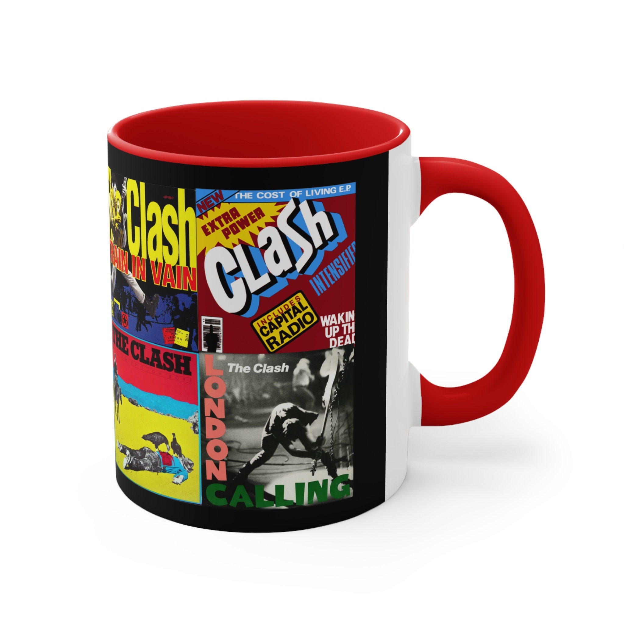 Discover The CLASH, PUNK , Accent in black or Red, 11oz mug, Punk Rock Mug