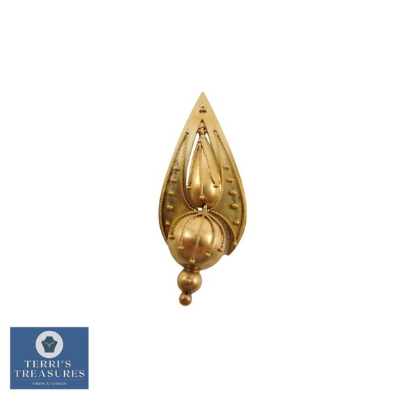Antique 14k Gold Etruscan Revival Pendulum Pendant - image 2