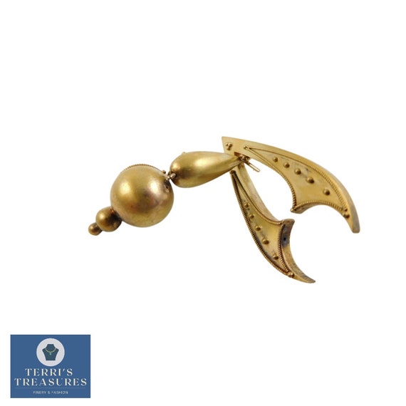 Antique 14k Gold Etruscan Revival Pendulum Pendant - image 4