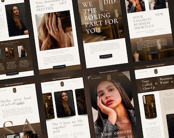 Content Creator Newsletter Canva Templates Digital Product Seller Brown Editorial Email Marketing Mailchimp Klaviyo Brevo Flodesk Substack