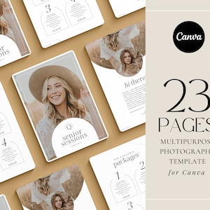 photography pricing guide template Canva | senior session pricing brochure list | photographer client guide editable booklet or ebook