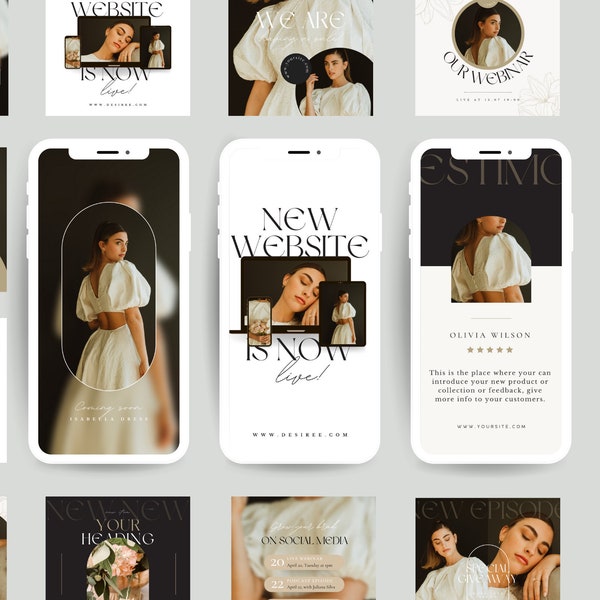Modèles Instagram pour petites entreprises | modèles de publication Instagram | modèles d'histoires Instagram pour les blogueurs | Instagram bohème floral minimaliste