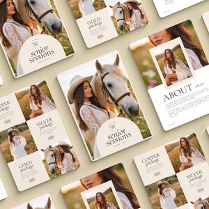 photography senior session guide Canva template | client mini session pricing guide | simple photographer portfolio template