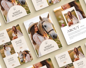 photography senior session guide Canva template | client mini session pricing guide | simple photographer portfolio template