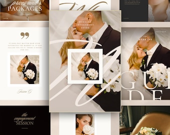 luxury wedding photography pricing Canva | wedding pricing brochure list | photographer client guide editable booklet or ebook
