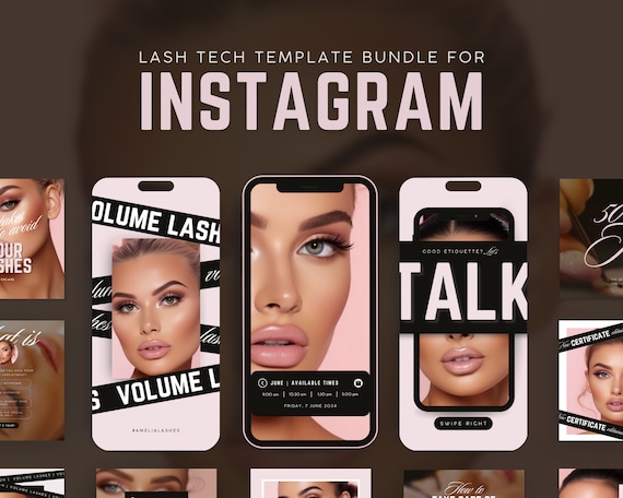 Lash Tech Instagram Template | Lash Stylist Post Templates | Lash Technician Instagram Lash Extension Template | Lash Artist Social Media