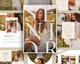 photography pricing guide template Canva | senior session pricing brochure list | photographer client guide editable booklet or ebook