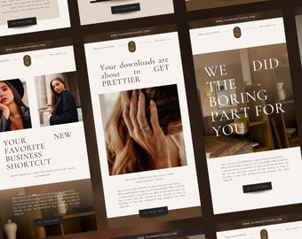 Editable Email Newsletter Canva Template Digital Product Seller Brown Email Marketing Business Mailchimp Klaviyo Brevo Flodesk Substack