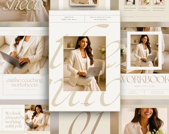 Business Lead Magnet Workbook Feminine E-book Creator Webinar Opt-in Freebie Pdf Coaching Worksheets Course Ebook Template Canva Guide