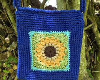 Hand Crocheted Sunflower Cross Body Bag