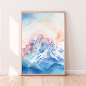 Mountain Watercolor Denali National Park Digital Download Print