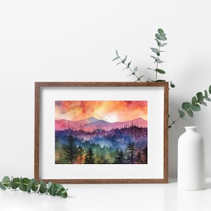 Smoky Mountain Watercolor Digital Download