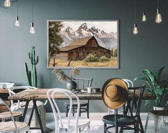 Grand Teton Wyoming Barn Mountains Digital Art File