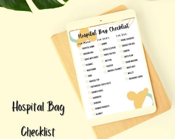 Hospital Bag Checklist - Customizable Fillable Printable PDF - Ultimate List for Mom, Baby and Partner to Prepare for Labor and Delivery