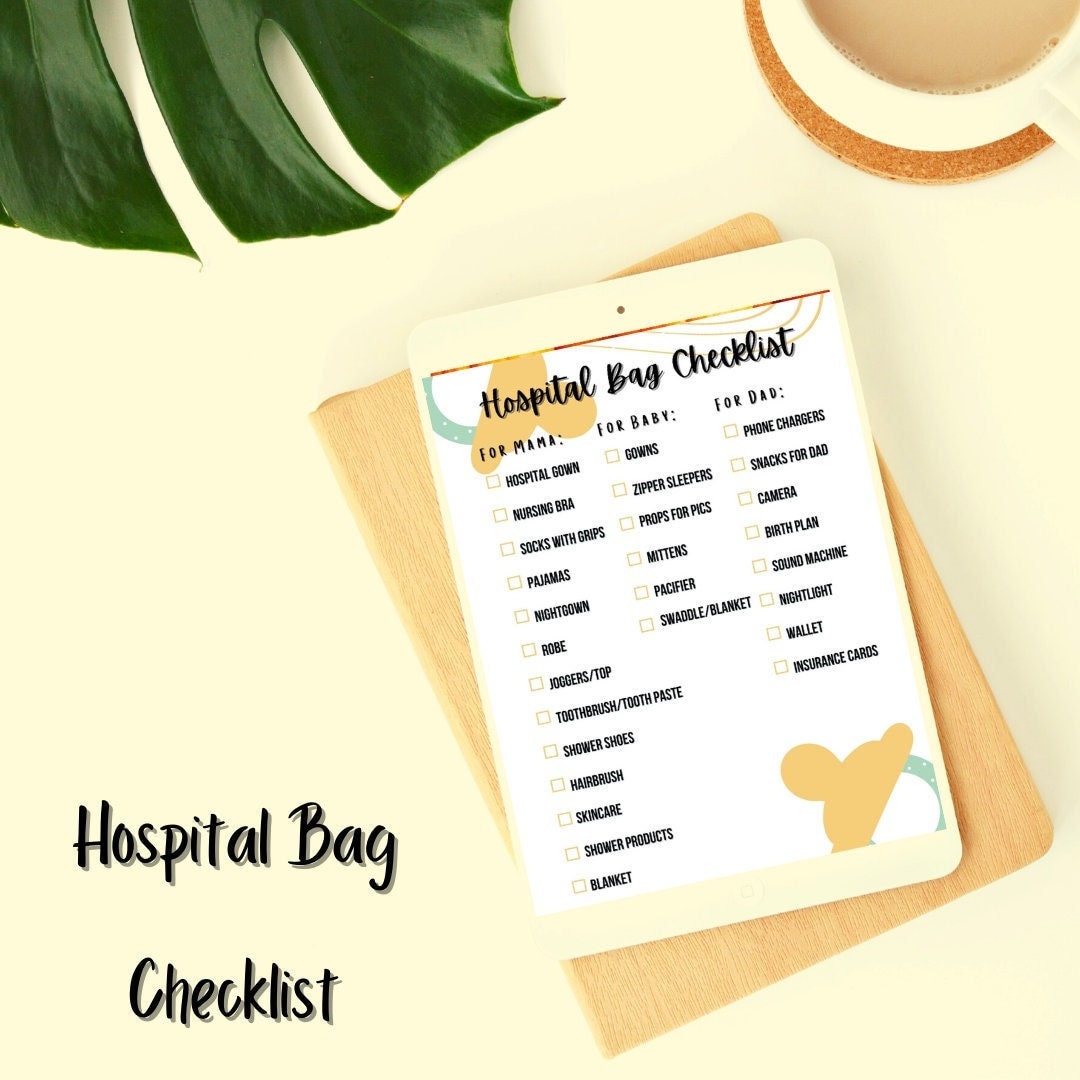Hospital Bag Checklist Customizable Fillable Printable PDF ...