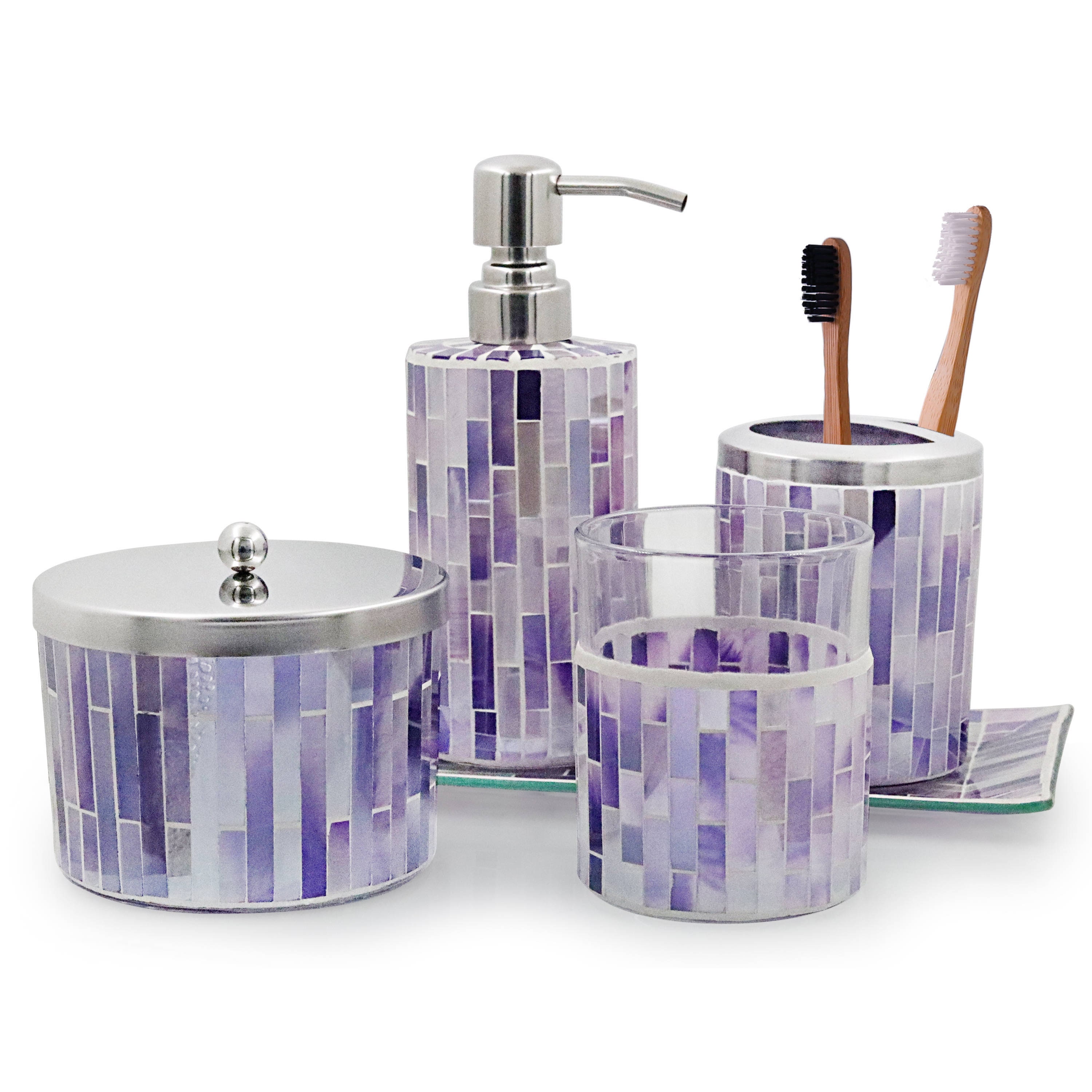 Lushaccents Bathroom Accessories Set 5piece Soap Dispenser Etsy