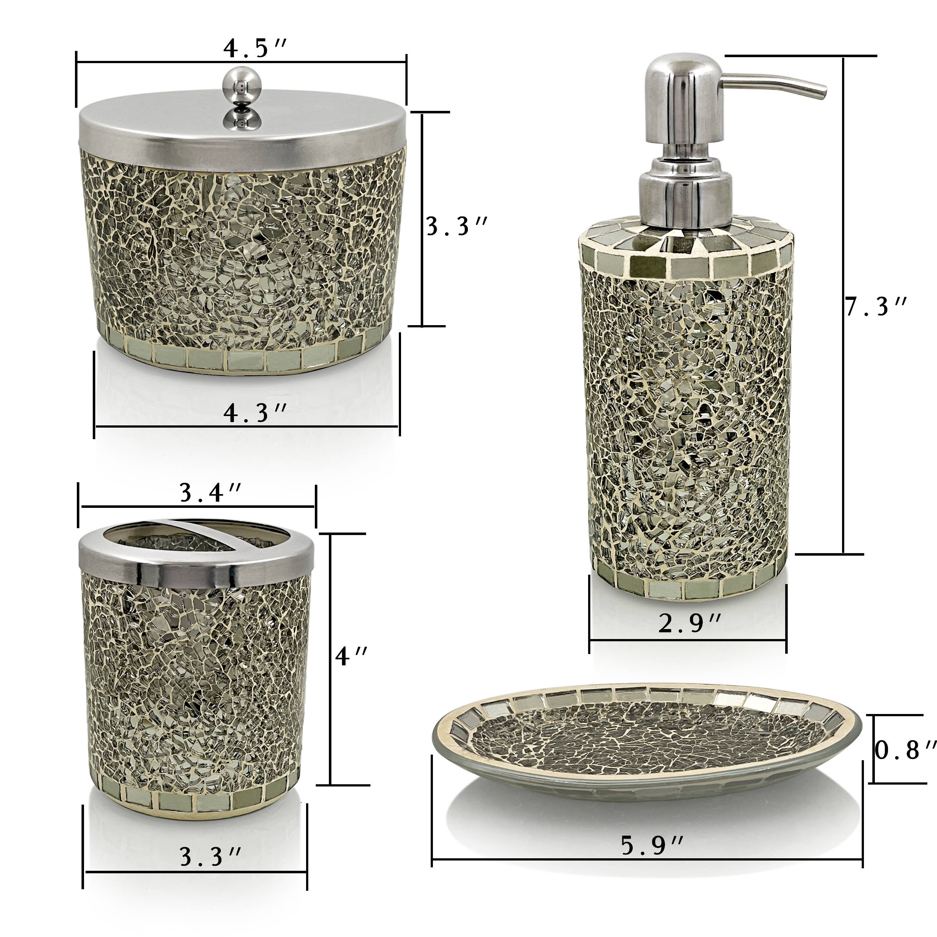 Lushaccents Bathroom Accessories Set 4piece Decorative Glass Etsy