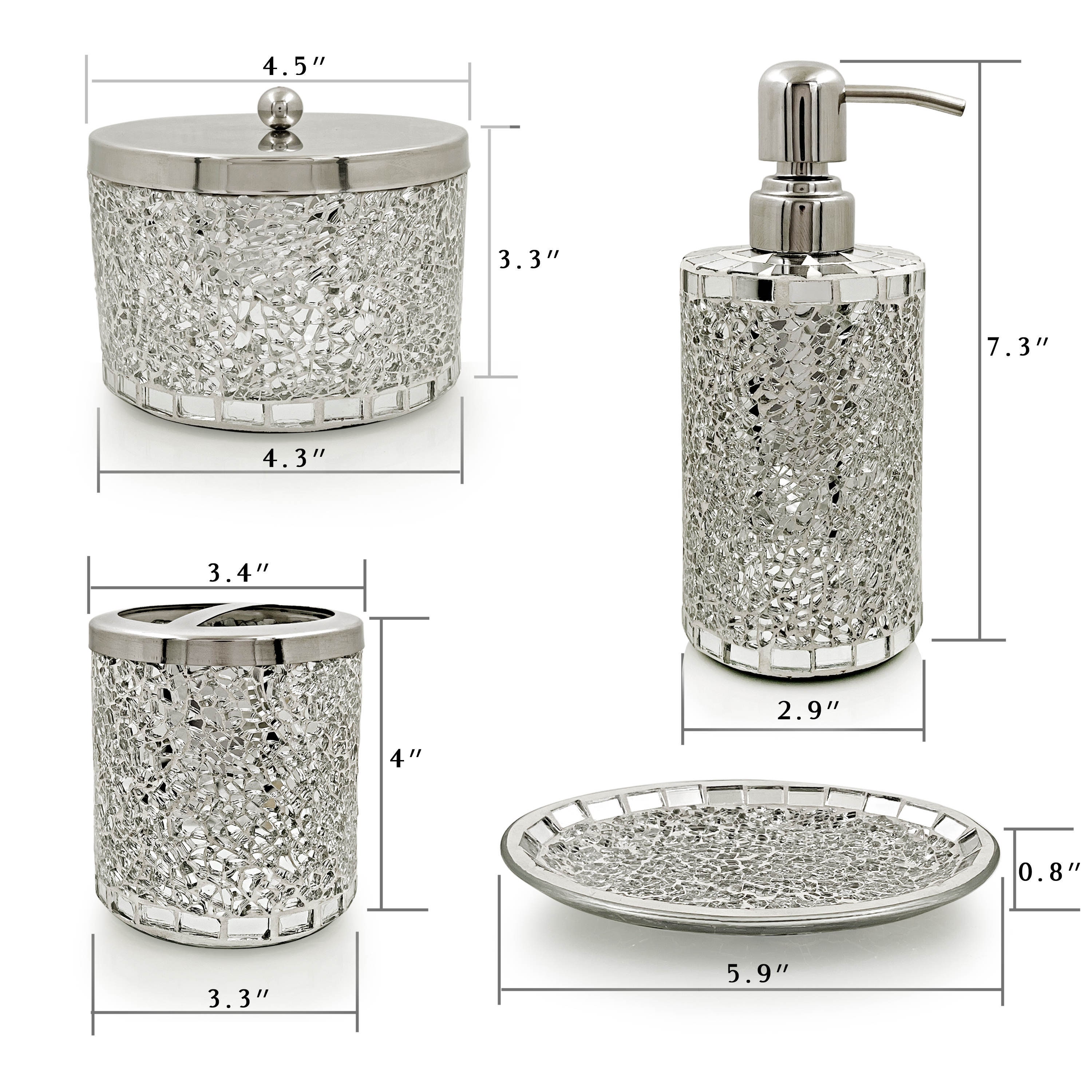 Lushaccents Bathroom Accessories Set 4piece Decorative Glass Etsy