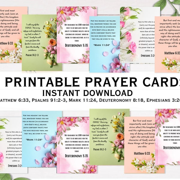 Printable Scripture Cards,  Faith and Trust in the Lord Bible Verse Cards, Christian Encouragement Notes, Bible Memory Cards, Bible Bookmark