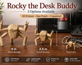 Rocky Desk Buddy Figurine – Sci Fi Alien Companion, 3D Printed Desk Toy, Keychain Option
