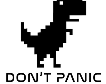 Don't Panic Pixelated Dinosaur Vinyl Decal, Funny Car Laptop Decal