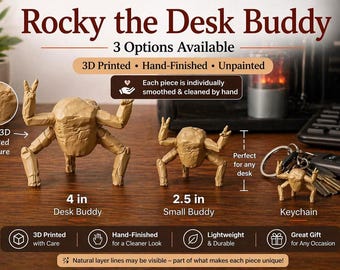 Rocky Desk Buddy Figurine – Sci Fi Alien Companion, 3D Printed Desk Toy, Keychain Option
