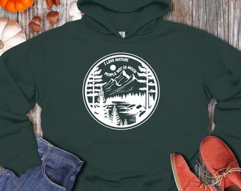 Sarcastic Nature Lover Hoodie: Funny Mountain Graphic