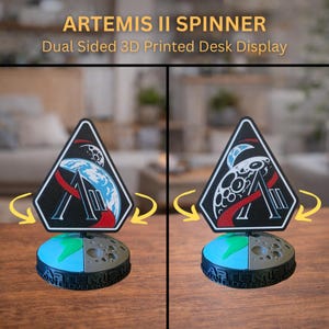 Artemis II Spinner – Dual Sided 3D Printed Space Desk Display, Earth Moon Design