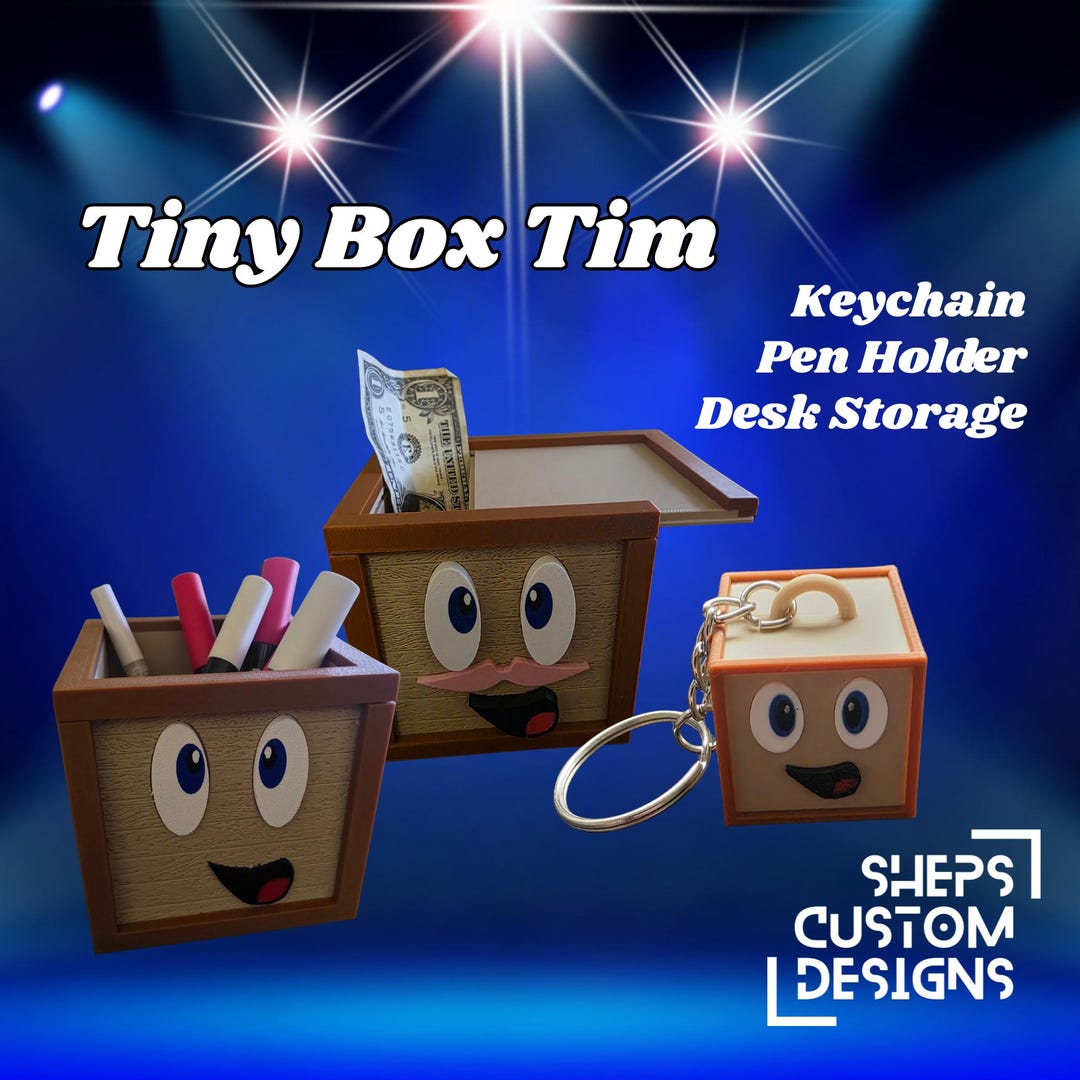 Tiny Box Tim 3D Printed Keychain, Pen Holder, Desk Storage | Gamer ...