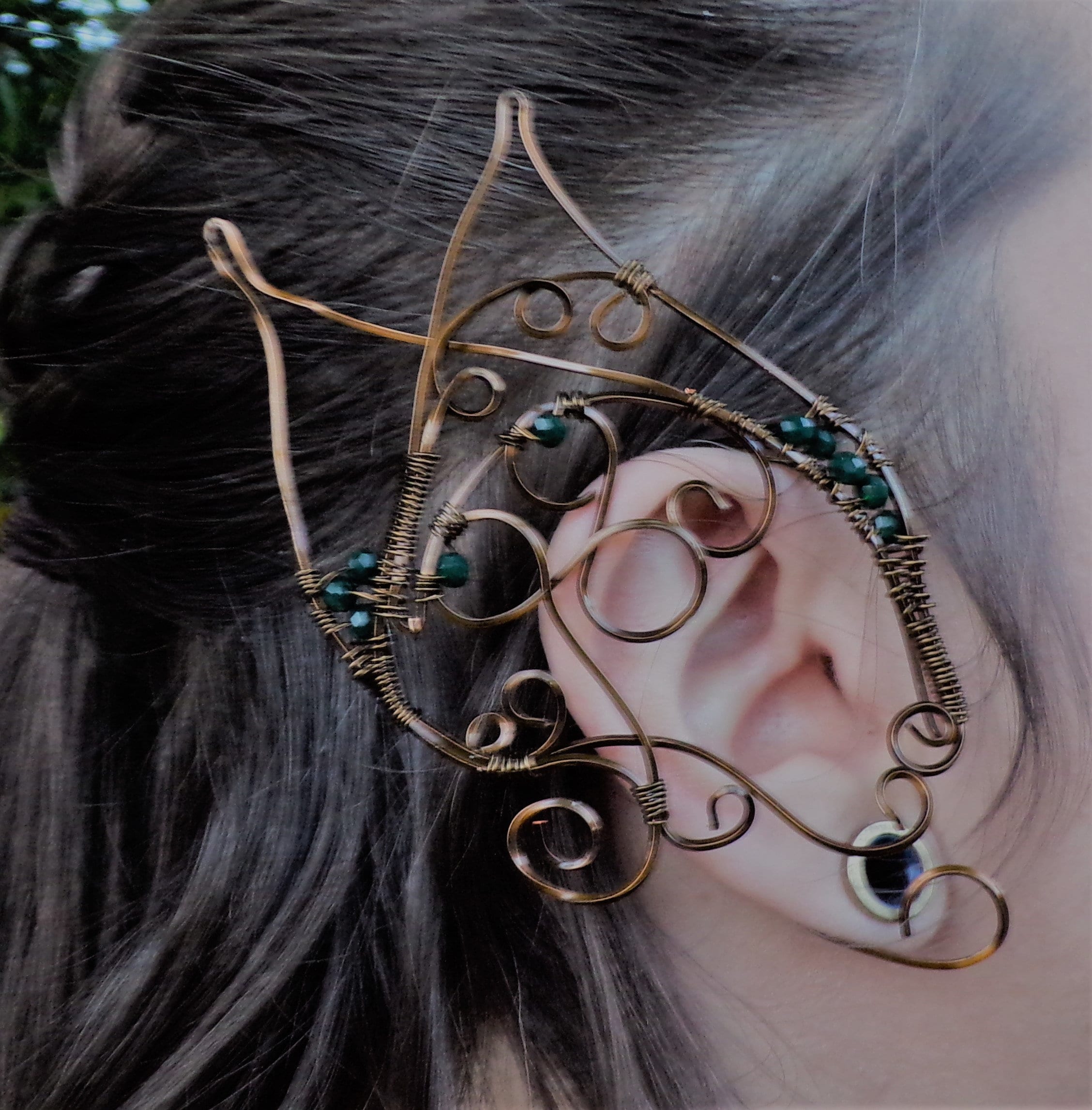 Custom made Wire wrapped beaded Wood Elf ears, Fairy Fantasy cosplay, Ear cuffs, Hand made, one of a kind Costume Jewelry, Original