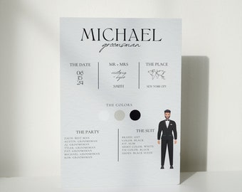 Plantilla moderna de tarjeta informativa para padrinos de boda