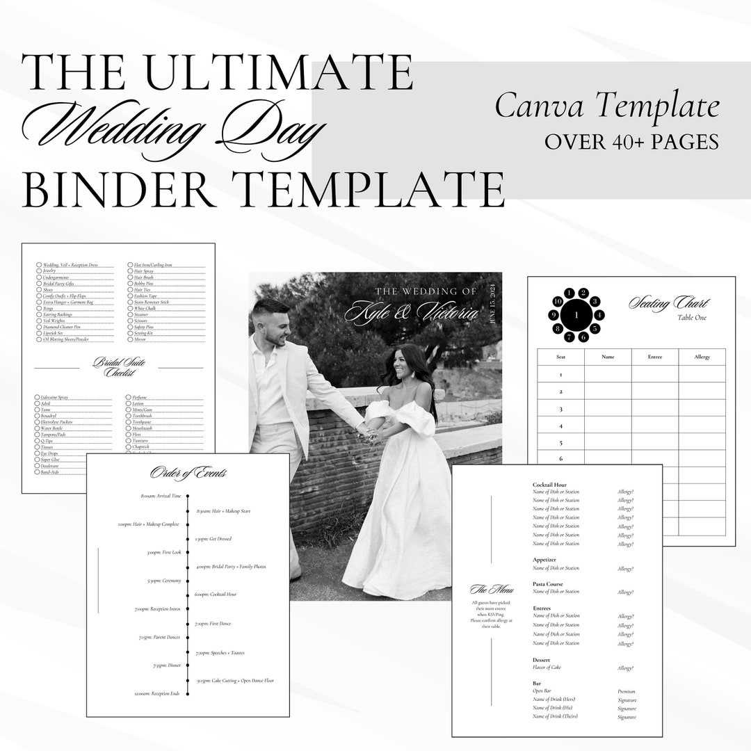 The Ultimate Wedding Day Binder Template, Edit in Canva, Wedding The Ultimate Wedding Day Binder Template, Edit in Canva, Wedding