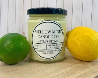 Vela de cera de soja hecha a mano de Citrus Grove