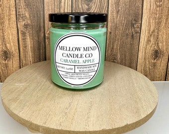 Vela de cera de soja hecha a mano con manzana acaramelada