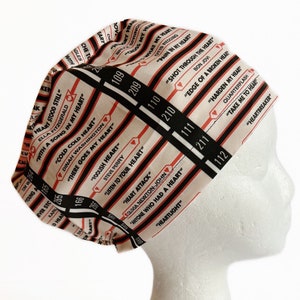Retro Jukebox Valentine Love Songs EURO Scrub Cap, Sassy Fun Surgical Scrub Cap for Women, Adjustable Elastic with Cord Lock Toggle
