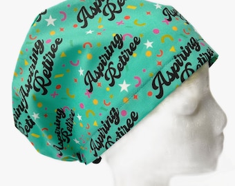 Aspiring Retiree Scrub Cap: Funny Women's Surgical Hat, Adjustable Euro Style