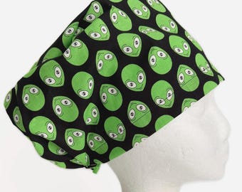 Alien Print Euro Scrub Cap, Adjustable Cotton Surgical Hat