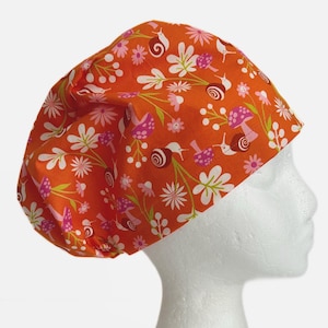 Snails Pace Floral EURO Scrub Cap: Adjustable Surgical Hat
