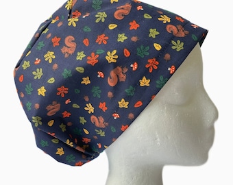Gorro quirúrgico europeo Squirrels and Acorns: gorro quirúrgico ajustable para otoño