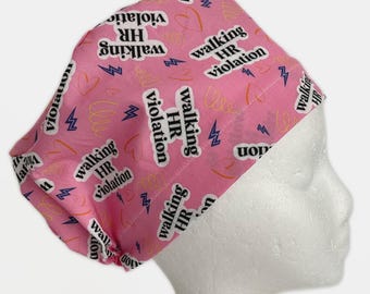 Walking HR Violation Scrub Cap: Funny Sassy Euro Style, Adjustable Fit