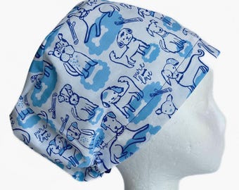 Puppy Dog Love Euro Scrub Cap: Adjustable Cotton Surgical Cap