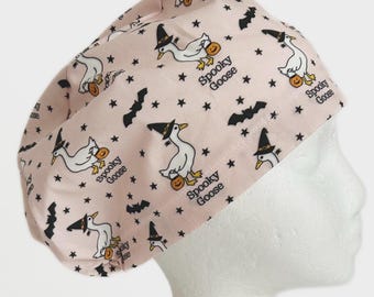 Spooky Goose Halloween Scrub Cap: Adjustable Euro Surgical Hat