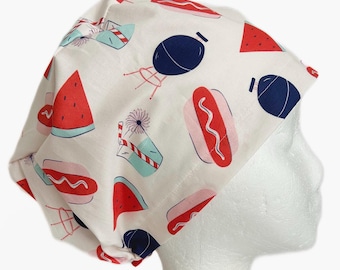 BBQ Party Euro Scrub Cap: Patriotic Picnic Surgical Hat