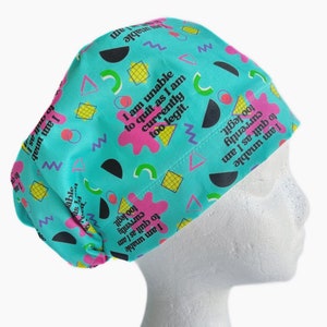 Too Legit 80s Retro EURO scrub Cap, Fun 90s Surgical Scrub Cap for Women, Adjustable Elastic with Cord Lock Toggle