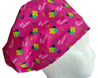 Yes Doctor Sassy EURO scrub Cap, Funny Sarcastic Surgical Scrub Cap for Women, Adjustable Elastic with Cord Lock Toggle