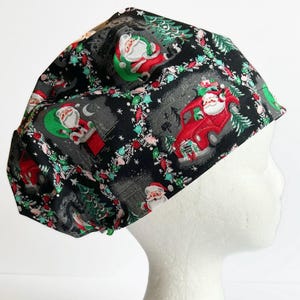 Vintage Santa Euro Scrub Cap: Retro Christmas Cotton Surgical Hat
