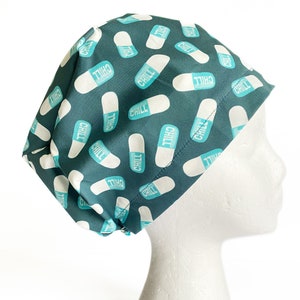 Chill Pill Scrub Cap: Sassy Euro Style, Adjustable Fit