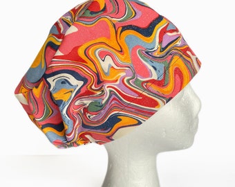 70s Swirl Surgical Scrub Cap: Retro Groovy Euro Style