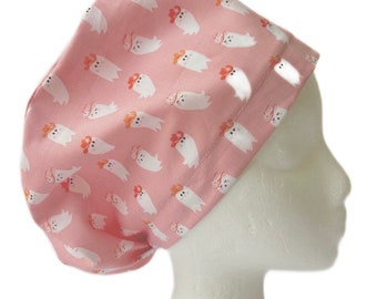 Gorro quirúrgico de vaquera fantasma: gorro rosa de Halloween, ajustable estilo europeo.