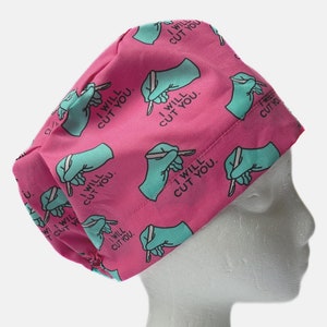I Will Cut You Euro Scrub Cap: Sassy Surgery Hat, Adjustable Fit